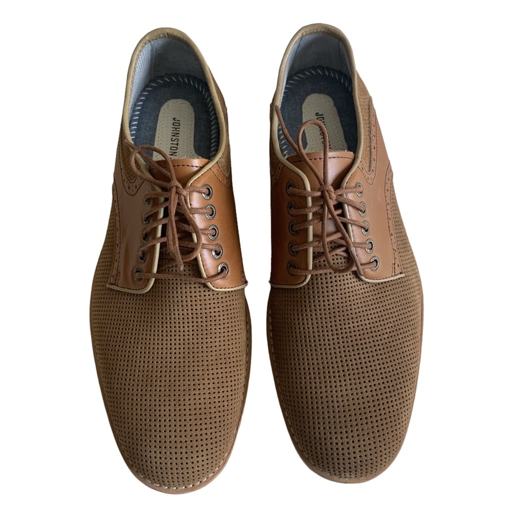 Johnston‎ & Murphy Mens Tan Sheepskin Perforated Oxfords Size 9